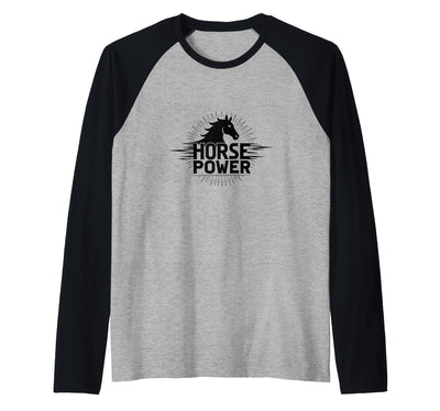 Mademark Horse Power - Equestrian Strength Graphic Art Raglan Baseball Tee