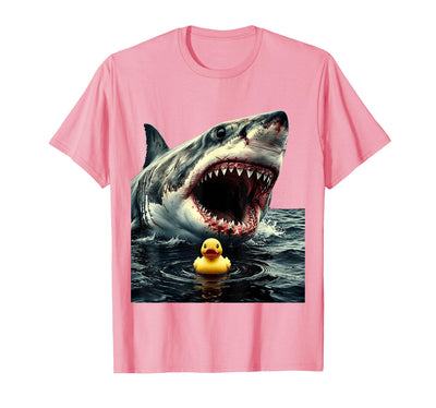 Shark Chasing Rubber Duck Funny Ocean Design T-Shirt
