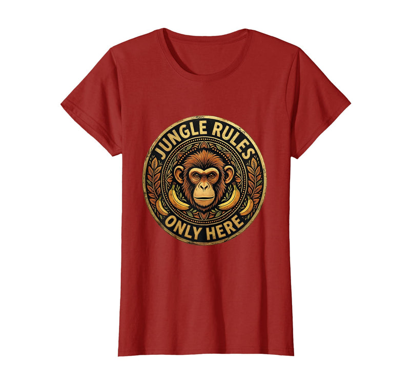 Mademark Monkey Jungle Rules Only Here Graphic Design T-Shirt - Women - Cranberry Red