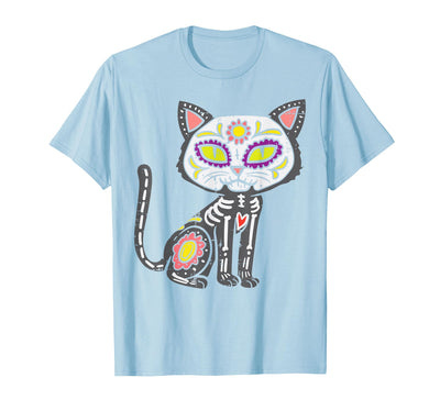 Halloween Cat Shirts For Women Men Kids Owner Sugar Skull Cat Dia De Muertos Day of Dead Halloween Mexican T-Shirt