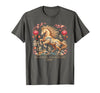 Chinese New Year 1990 Birthday Fortune Prosper Red Festive 2026 Horse Lady Crazy Wild Soul Calm Heart Lunar T-Shirt - Asphalt Grey