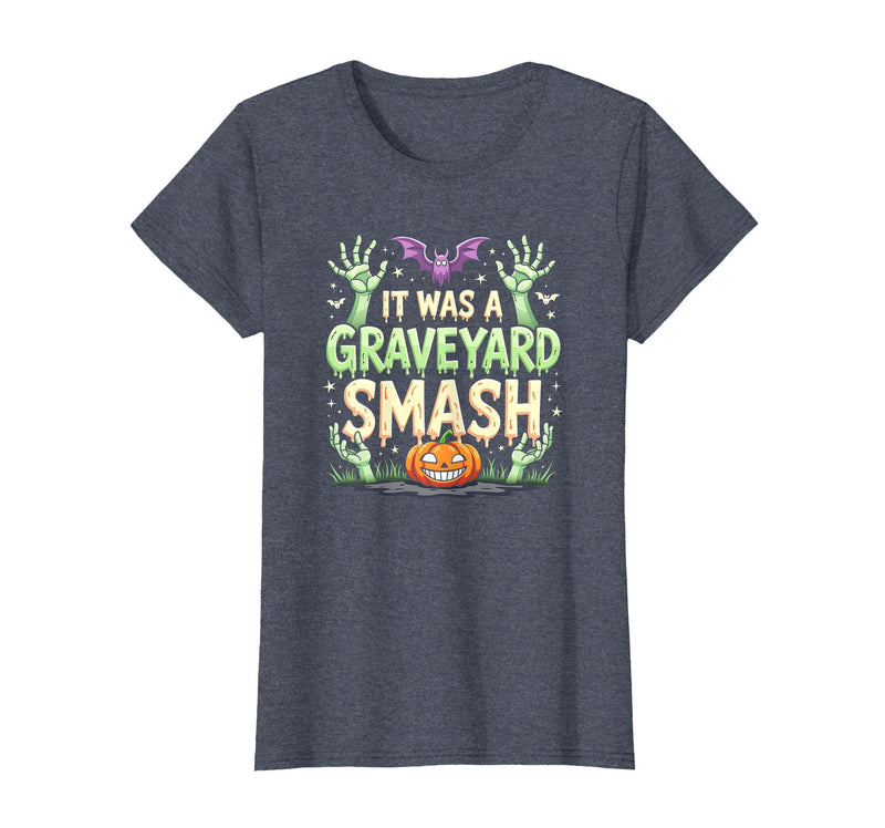 Mademark Halloween - Monsters & Creatures T-Shirt - Heather Blue-monster Mash Graveyard Smash