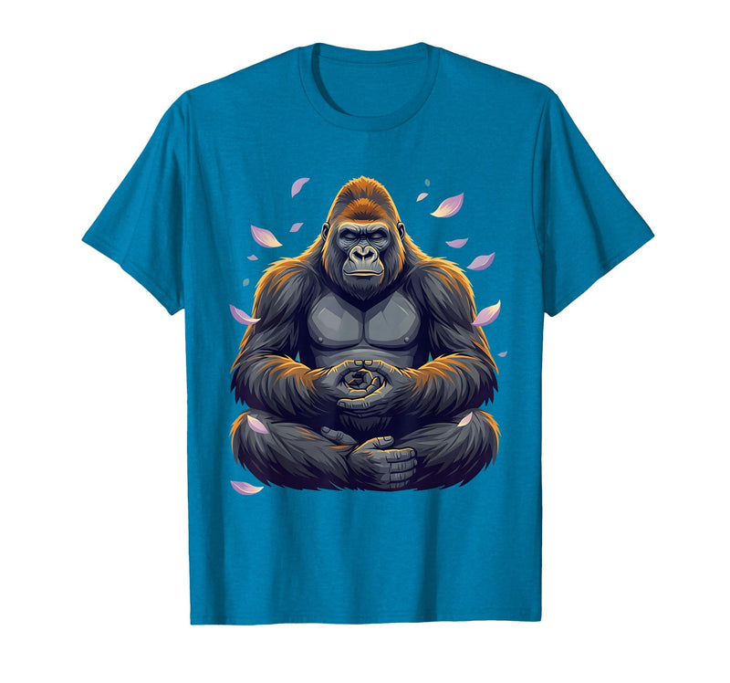 Mademark Meditating Gorilla Zen Monkey Graphic Design T-Shirt - Men - Sapphire Blue