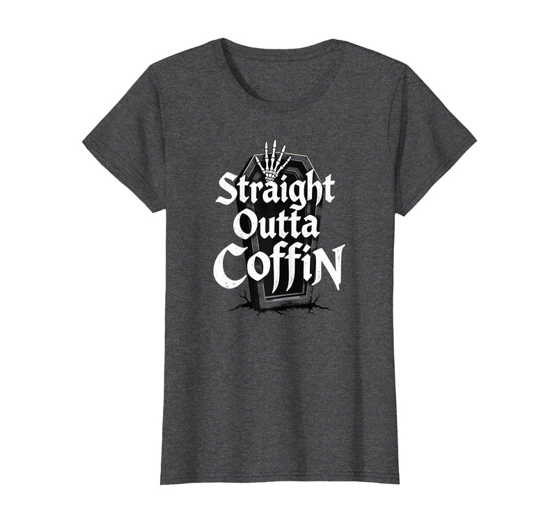 Mademark Halloween - Vampires, Zombies & Horror T-Shirt - Dark Heather Grey-straight Outta Coffin Spooky Halloween Gothic