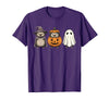 Funny Retro Hedgehog Halloween Witch Spooky Ghost Hedgehog Lover Pumpkin Halloween T-Shirt - Purple