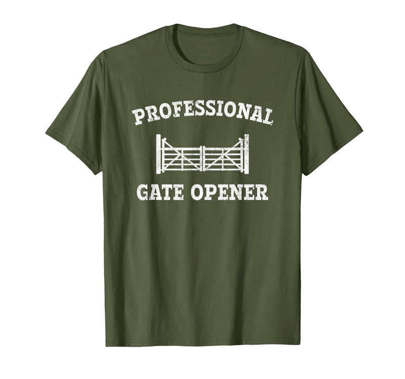 cow apparel Professional gate Opener, Cow Gate Opener T-Shirt - Olive Green