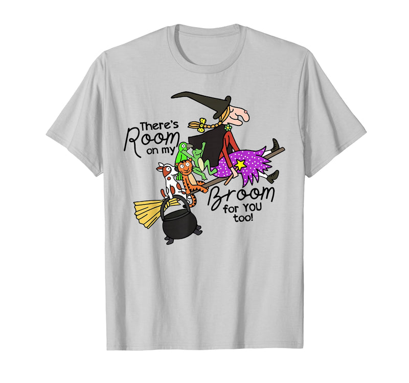 Funny Teacher Witch Tee Shirt There's Room On My Broom for You Too Teacher T-Shirt - Silver Grey