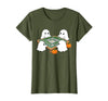 Mahjong Player Halloween Ghost Playing Mahjong Halloween Ghost Playing Mahjong Spooky Season Game Day Fall T-Shirt - Olive