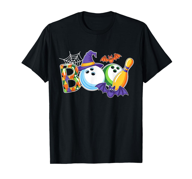Bowling Boo Creepy Halloween Costume Pumpkin Bowling Lover T-Shirt - Black