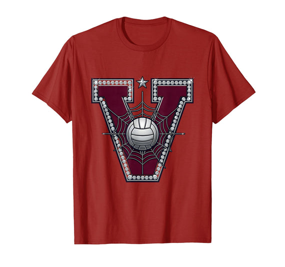 Mademark Volleyball Spider Web Graphic Volleyball Mom T-Shirt - Cranberry Red