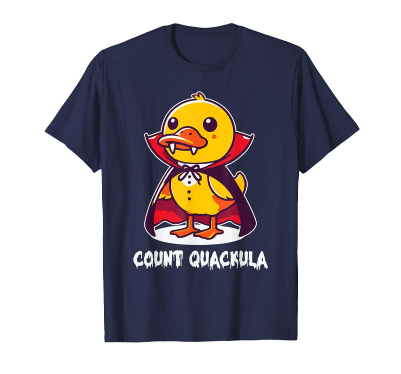 Funny Halloween Costume Count Quackula Funny Duck Halloween Costume T-Shirt - Navy Blue