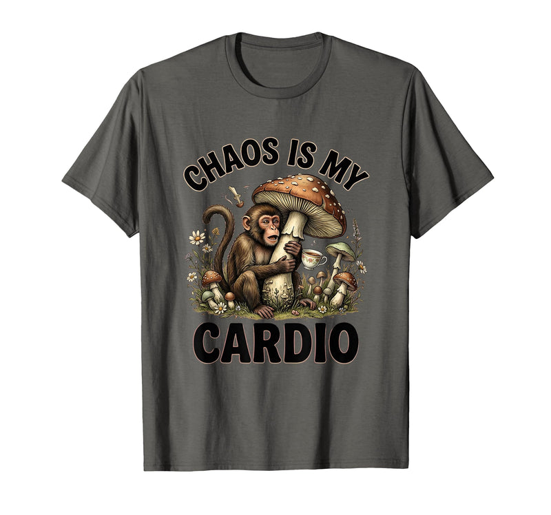 Mademark Chaos Is My Cardio Funny Monkey Design T-Shirt - Men - Asphalt Grey