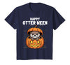 Otter Halloween Lover Gift Co. Happy Otter-Ween Lazy Halloween Costume Funny Animal Pun T-Shirt - Navy Blue