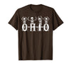Funny O-H-I-O State Skeleton Halloween Funny O-H-I-O State Skeleton Ohio Halloween Vintage Vibe Fun T-Shirt - Brown
