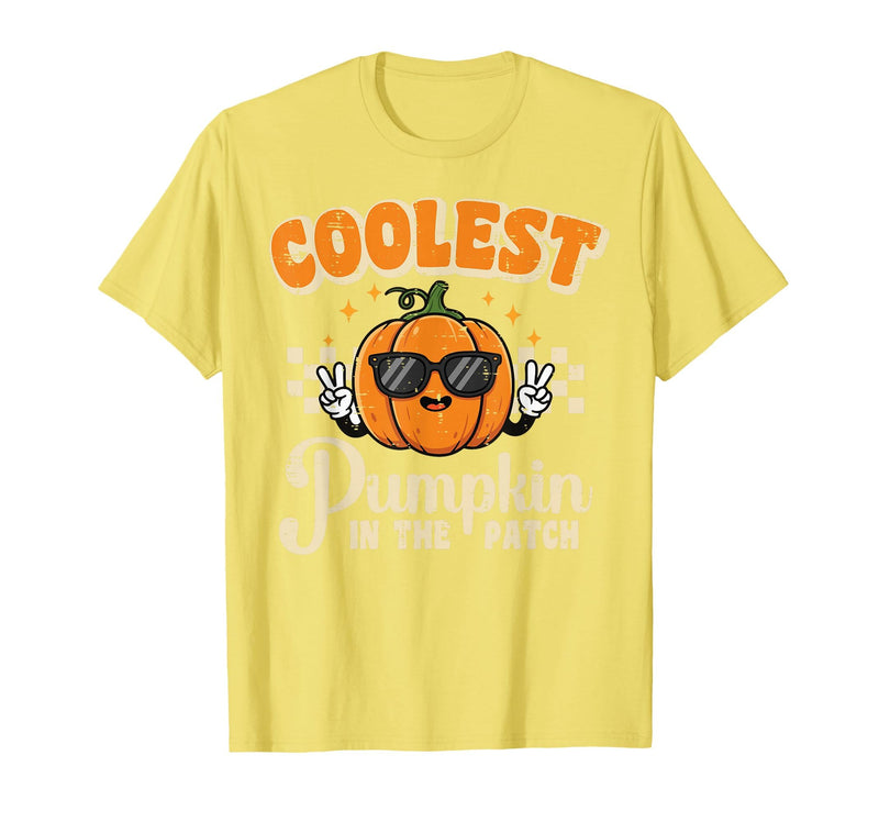 Halloween Shirts For Women Men Kids Boys Girls Halloween Coolest Pumpkin in Patch Costume Boys Kids Youth T-Shirt - Lemon