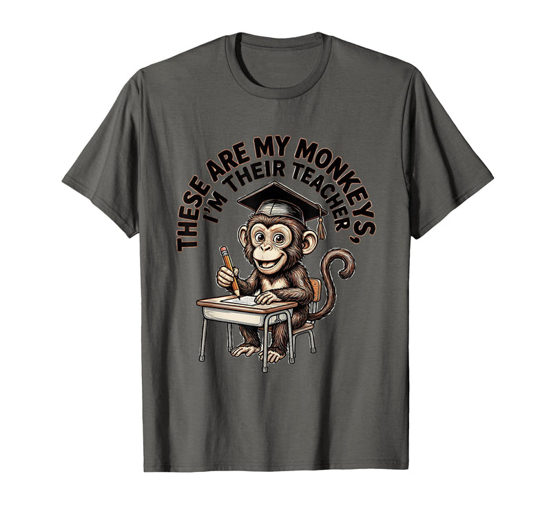 Mademark These Are My Monkeys I'm Their Teacher Circus Design T-Shirt - Men - Asphalt Grey