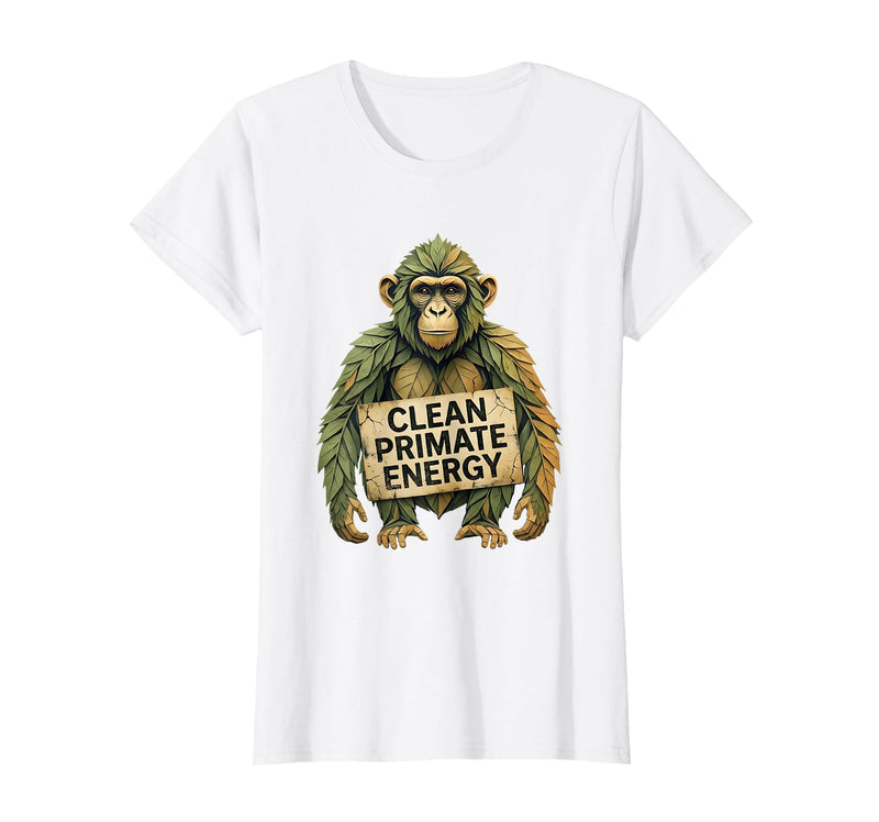 Mademark Clean Primate Energy Monkey Sober Men Design T-Shirt - Women - White