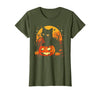 Black Cat Halloween Pumpkin Gifts Retro Black Cat Halloween Pumpkin Costume for Women Men Kids T-Shirt - Olive Green
