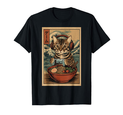 Kawaii Anime Gamer Cat Ramen Retro Japanese Gaming Cute Kawaii Gamer Cat Funny Ramen Retro Japanese Cat Gaming T-Shirt