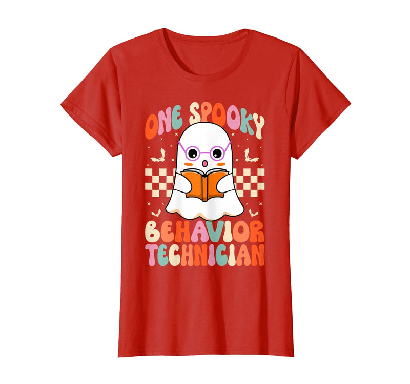 RBT Behavior Tech Spooky Halloween Gifts Co. One Spooky Behavior Technician Analyst - Halloween Ghost RBT T-Shirt - Red