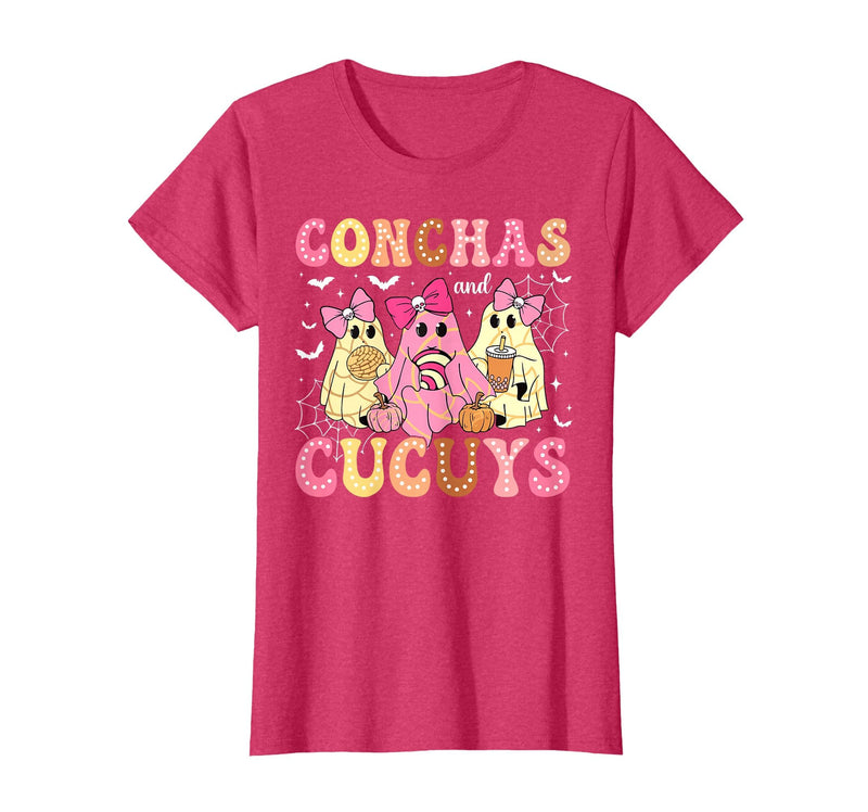 Funny Conchas and Cucuys Mexican Tees Halloween Cute Conchas and Cucuys Ghost Funny Halloween Mexican Ghost T-Shirt - Red