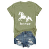 Pukcoun Horse Shirt Horse Lover V-Neck Shirt Retro Graphics T-Shirt Unisex - Green