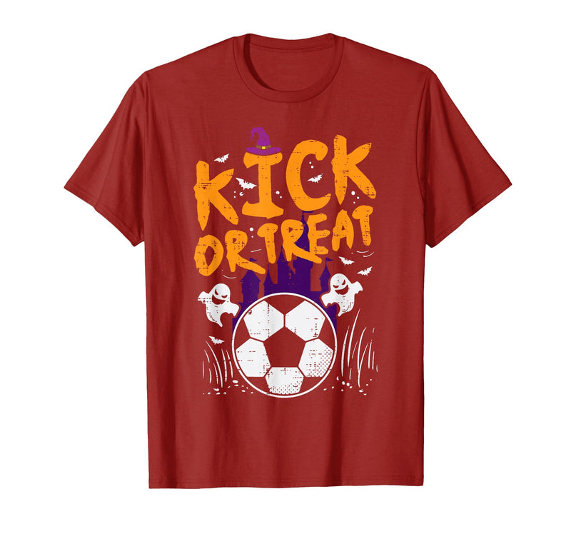 Halloween Shirts For Women Men Kids Boys Girls Halloween Soccer Kick Or Treat Football Costume Boys Kid Men T-Shirt -
