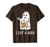Funny Halloween Vibes Trick Or Treating I Got A Rock Funny Halloween Trick Or Treating Ghost T-Shirt - Brown
