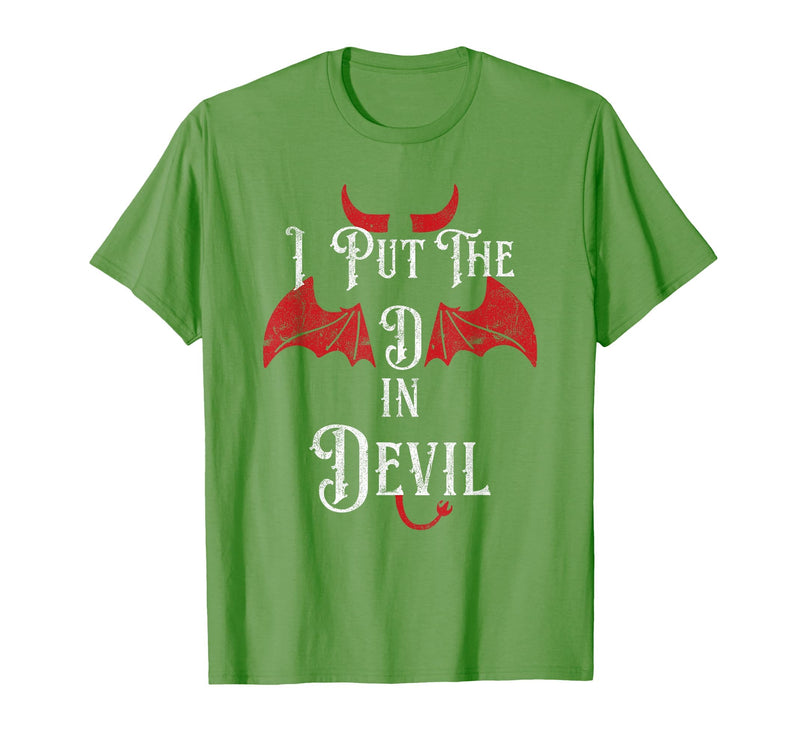 I Put the D in Devil Tees I Put the D in Devil Funny Halloween Matching Couple T-Shirt - Grass Green