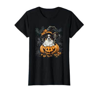 Papillon Dog Dog Halloween Costume Outfits Papillon Dog Pumpkin Halloween Thanksgiving Men Women T-Shirt