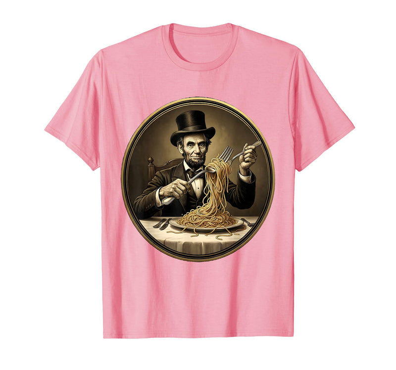Mademark Funny Monkey Eating Spaghetti With Fork Illustration T-Shirt - Men - Pink