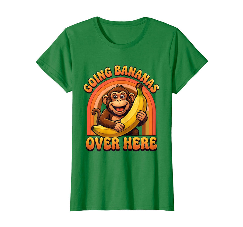 Mademark Going Bananas Over Here Funny Monkey Design T-Shirt - Women - Kelly Green