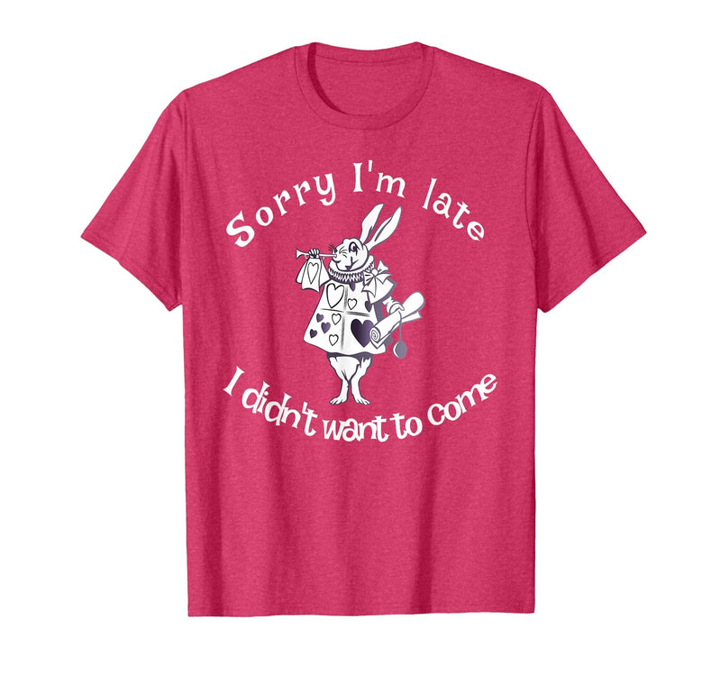Sorry I'm Late, I Didn't Want to Come White Rabbit Watch T-Shirt in Red Heather