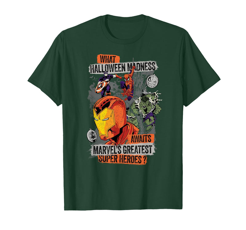 Marvel Halloween Madness Awaits the Greatest Super Heroes T-Shirt - Dark Green