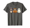 Funny Retro Hedgehog Halloween Witch Spooky Ghost Hedgehog Lover Pumpkin Halloween T-Shirt - Asphalt Grey