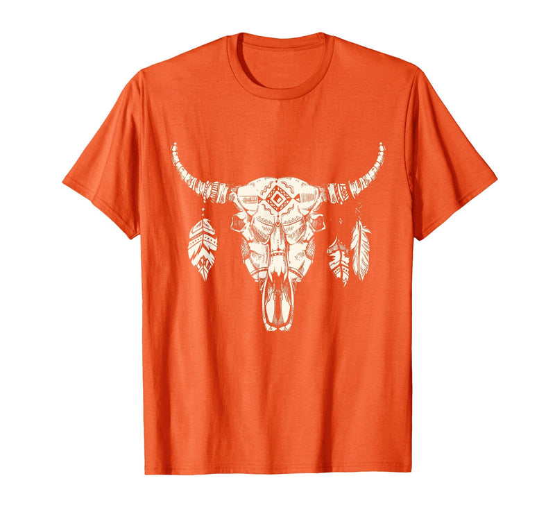 Buffalo Animals Gift Idea Bison Buffalo Skull Animal Design T-Shirt - Orange