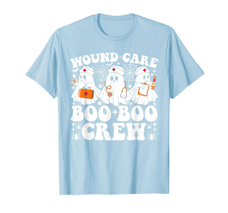Wound Care Nurse Boo Boo Crew Halloween Wound Care Boo Boo Crew Nurse Funny Ghost Halloween Nurse T-Shirt - Baby Blue
