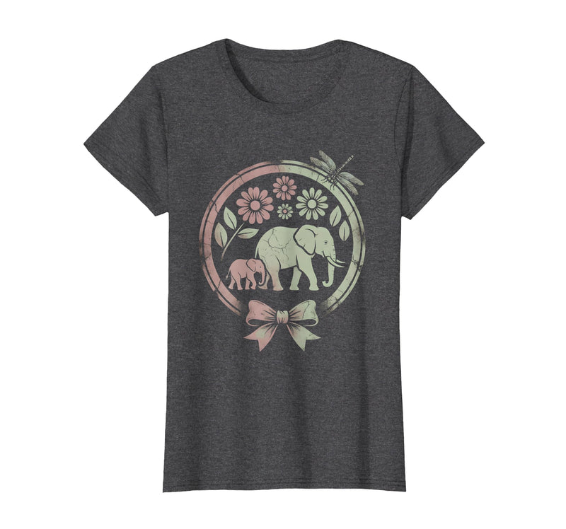 Mademark Elephant and Calf Walking Trunk to Tail Mama T-Shirt - Women - Dark Heather Grey