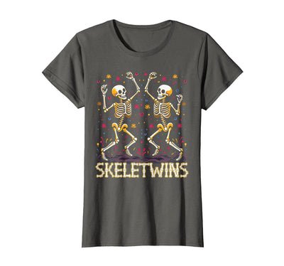 Spirit Week Twin Day Skeletwins Halloween Twins Dancing Skeletons Twins Halloween Matching Skeletwins T-Shirt