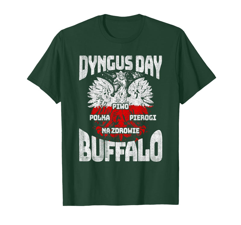 Polish Heritage Gifts Dyngus Day Buffalo New York Piwo Polka Pierogi Na Zdrowie T-Shirt - Dark Green