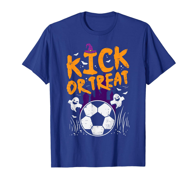 Halloween Shirts For Women Men Kids Boys Girls Halloween Soccer Kick Or Treat Football Costume Boys Kid Men T-Shirt - Royal