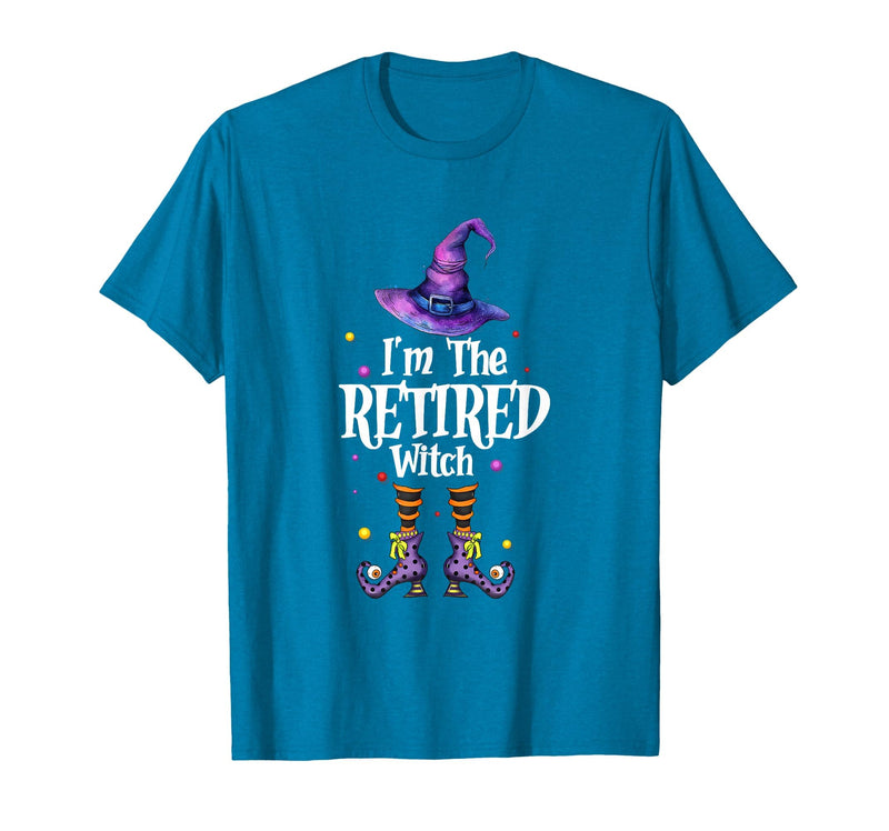 Funny Quote Horror Costume Party Family Friends I'm The Retired Witch Spooky Scary Halloween Retiree Women T-Shirt -