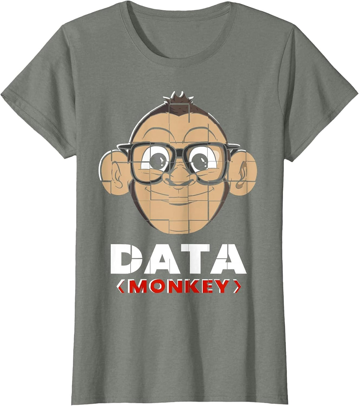 Data Monkey Data Evaluator Code Programmer T-Shirt - Olive Heather