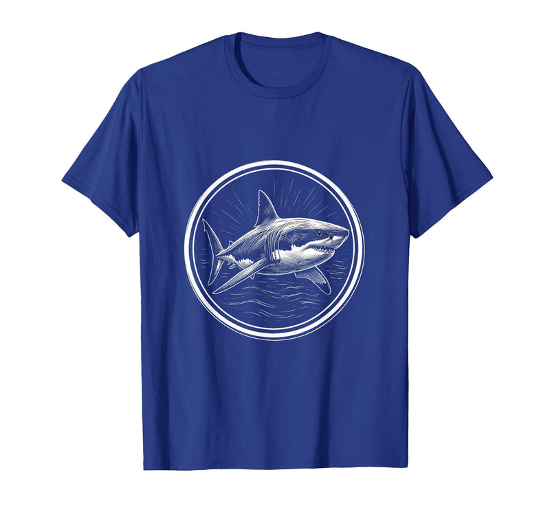Mademark Lone Shark Dark Ocean Graphic Design T-Shirt - Royal Blue