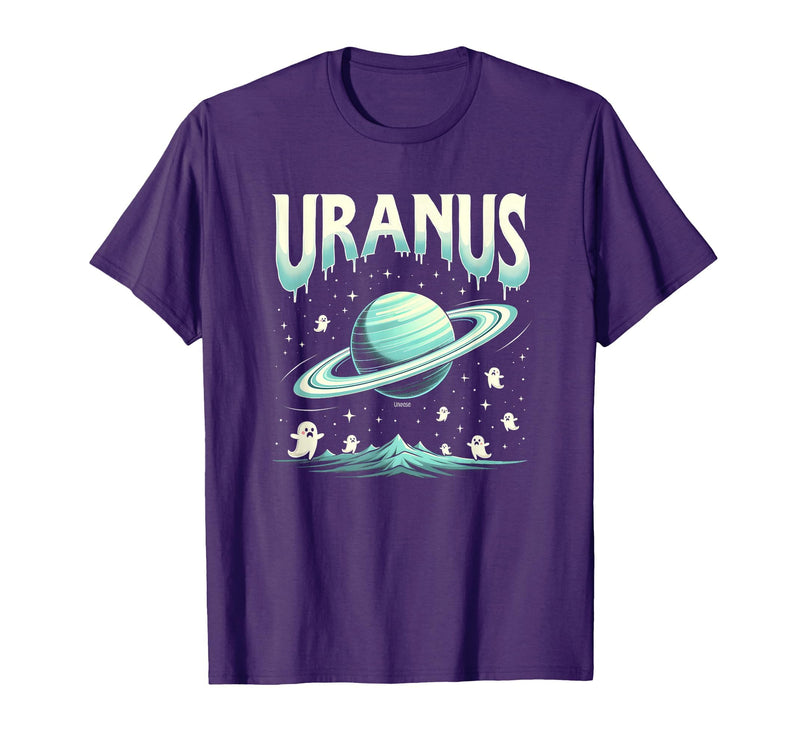 Mademark Ghost & Spirits - Ghost (99 Problems All) T-Shirt - Purple-halloween Celestial Cosmic Uranus Unease