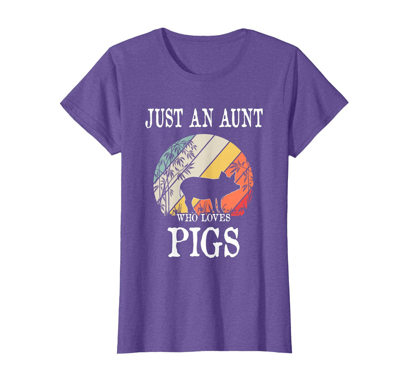 Pigs Lover Gift Co. Just an Aunt Who Loves Pigs T-Shirt - Purple Heather