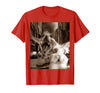 Funny Bunny Rabbit Selfie with T-Rex Tyrannosaurus Dinosaur T-Shirt in Red