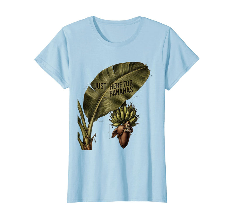Mademark Just Here for Bananas Funny Monkey Design T-Shirt - Women - Baby Blue