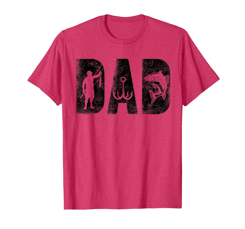 Fishing Gifts for Dad Father's Day Fisherman Fishing Dad Birthday Classic Bold Font Fish Daddy T-Shirt - Red Heather