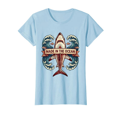 Made in the Ocean Shark Design T-Shirt